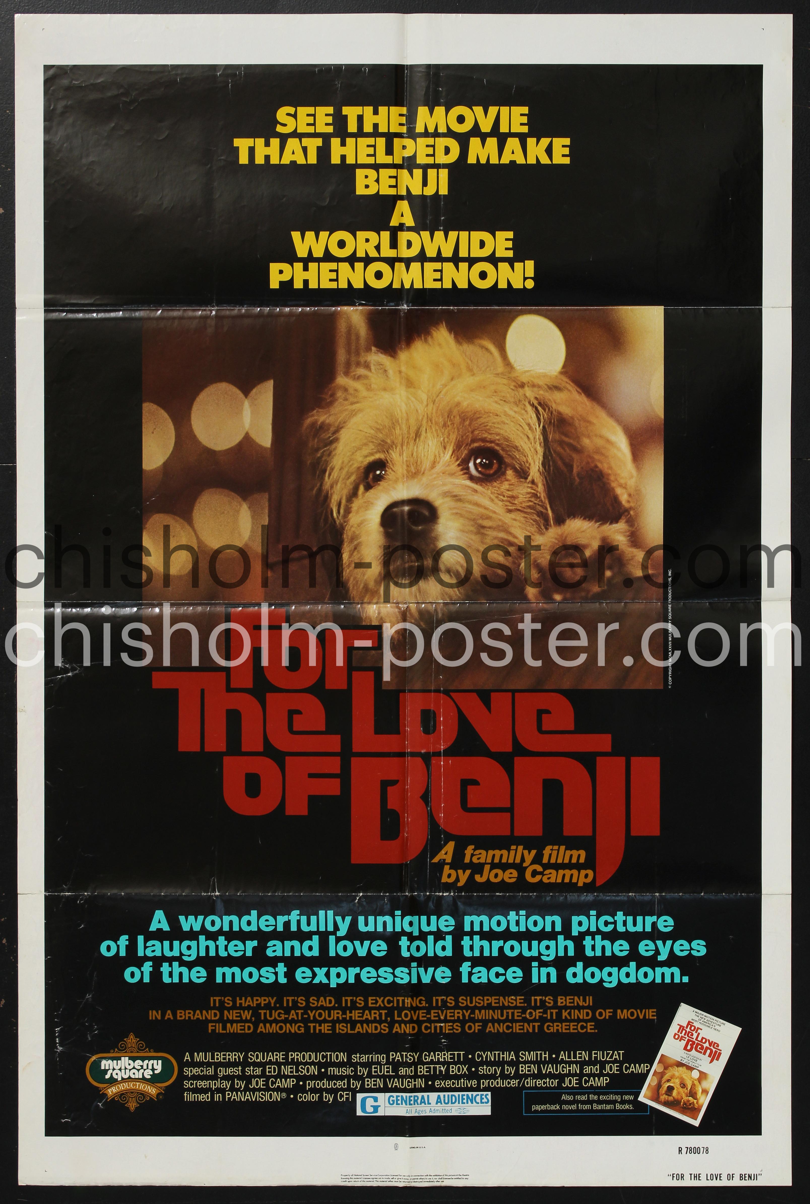 Joe Camp Benji Movie Original For The Love Of Benji Original Vintage Poster  Chisholm Larsson