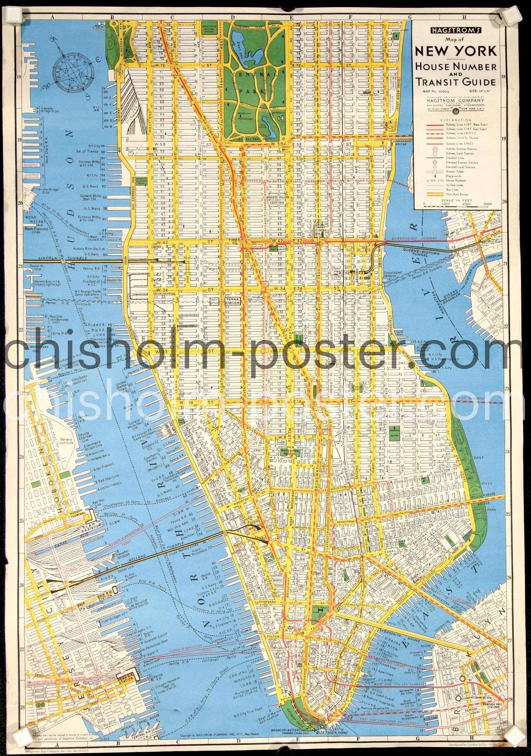 Hagstrom's Map of New York House Number and Transit Guide Original