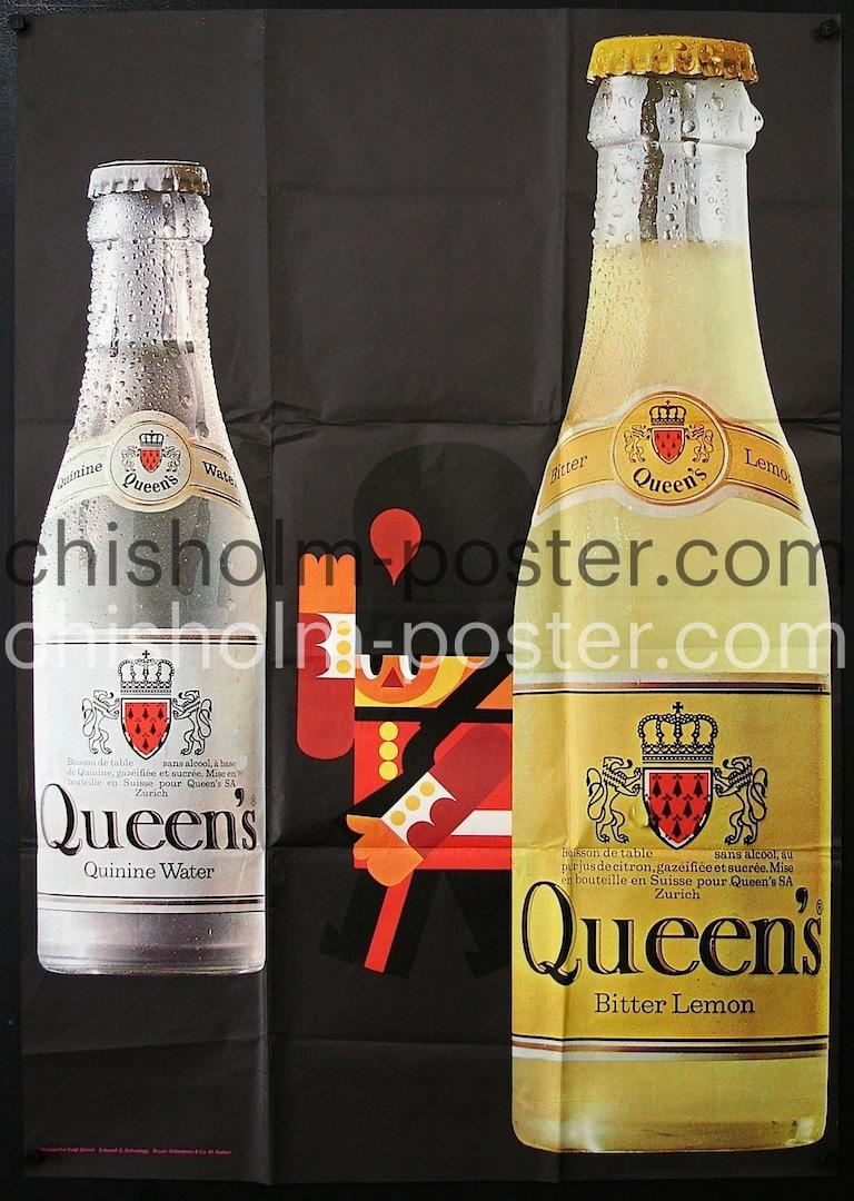 Queen's Quinine Water Bitter Lemon Original Vintage Poster