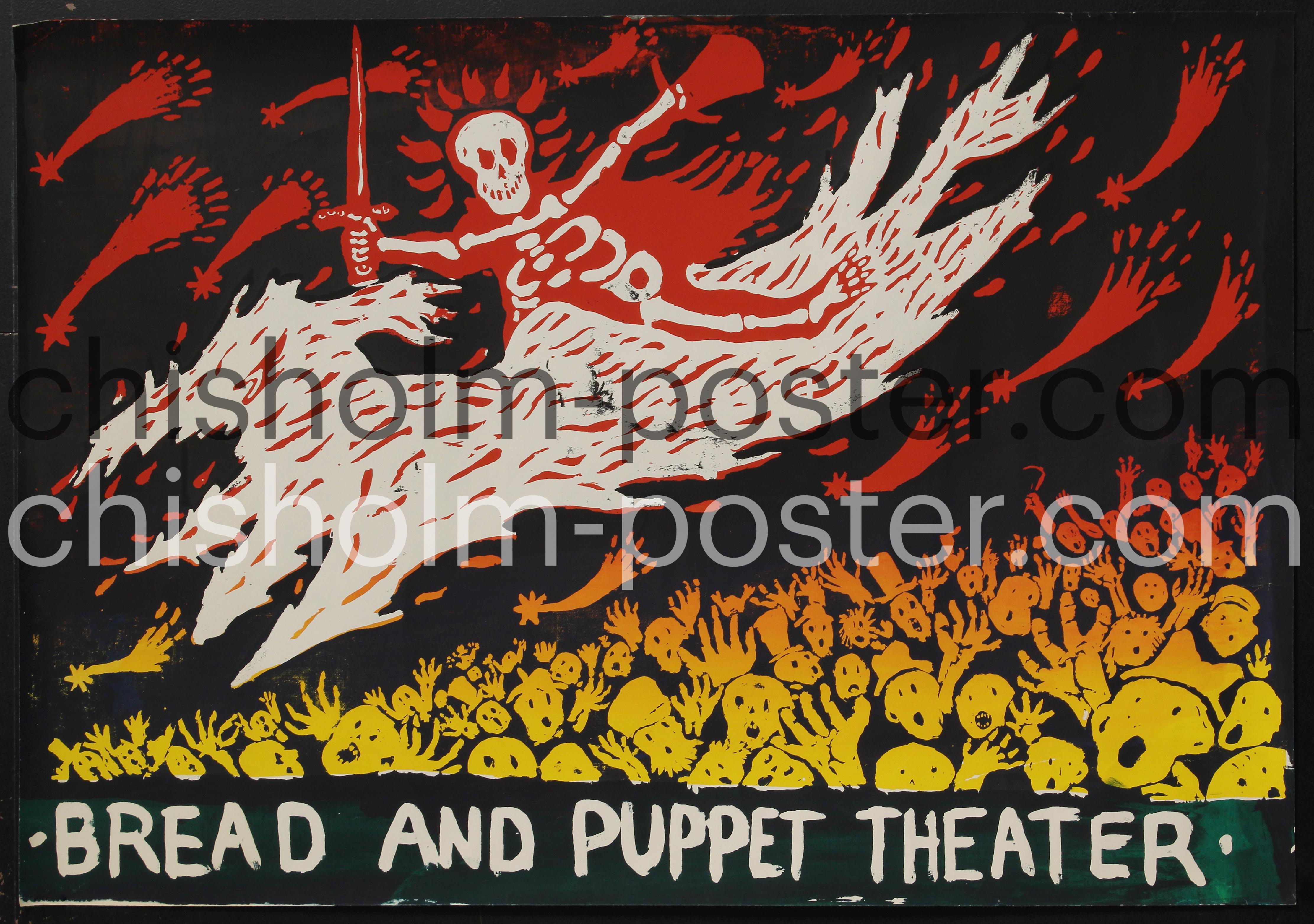 Bread and Puppet Theatre (Skeleton with Sword Silkscreen) Original Vintage Poster Chisholm