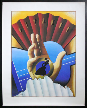a poster of a hand with a woman in a circle
