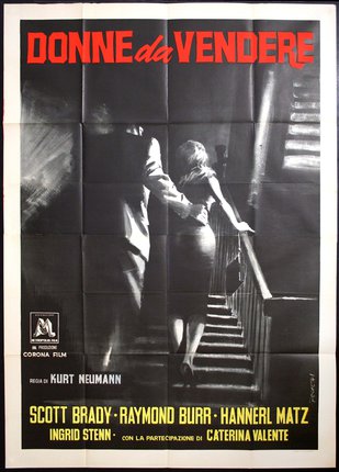 a movie poster of a man and woman walking up stairs