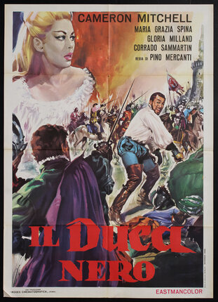 a movie poster with a woman and a man fighting in a sword battle