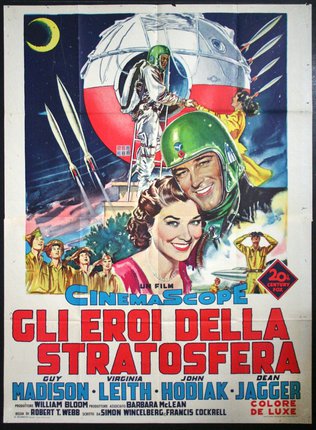 a movie poster with a man and woman in a helmet