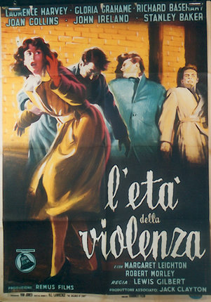 a movie poster of a woman and a group of men