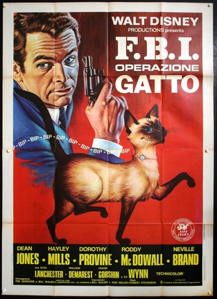 a movie poster with a cat and a gun