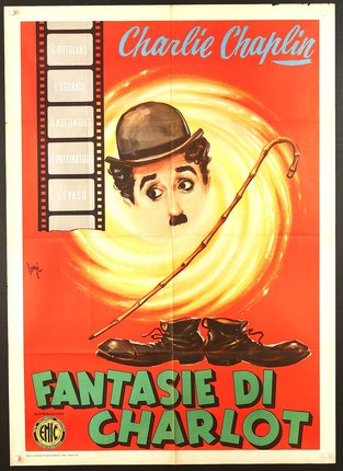 a movie poster of a man with a cane and shoes