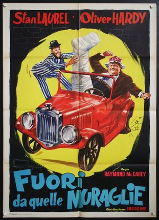 a movie poster of two men driving a car