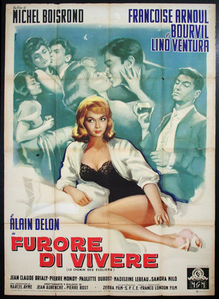 a movie poster with a woman sitting on a couch