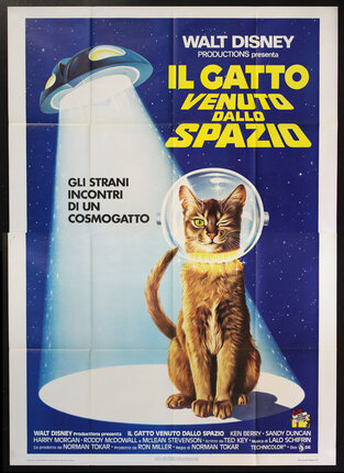 a poster of a cat wearing a space helmet
