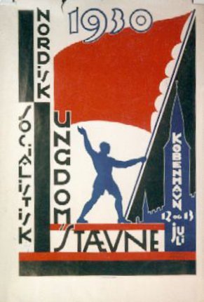 a poster with a man holding a flag