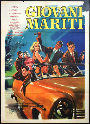 a movie poster of a man in a convertible