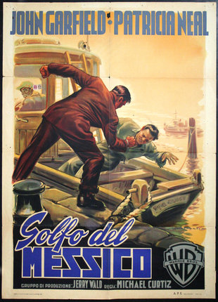a poster of two men fighting in a boat