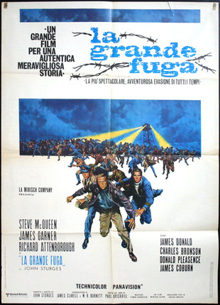 a movie poster with a group of people running
