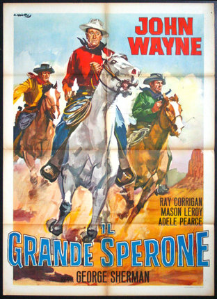 a movie poster with a group of men riding horses