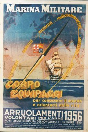 a poster of a ship sailing on water