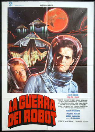 a movie poster of a man and a woman in space suits