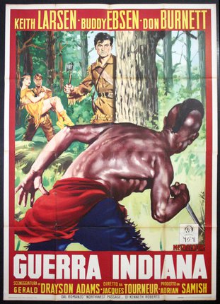 a poster of a man running through the woods