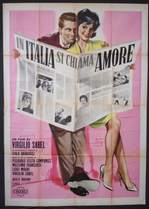 a poster of a man and woman holding a newspaper