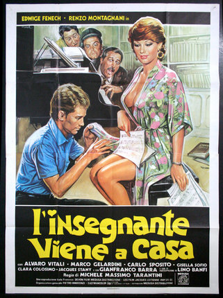 a movie poster of a woman sitting at a piano