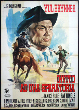 a movie poster with a man riding a horse and a man in a hat
