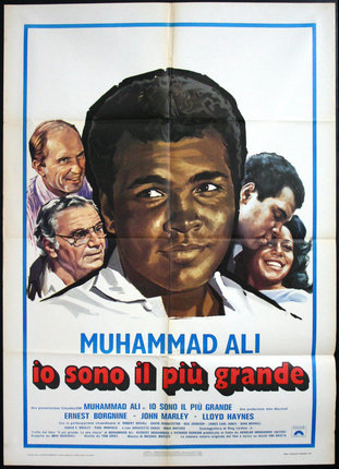 a poster of a man with a group of people