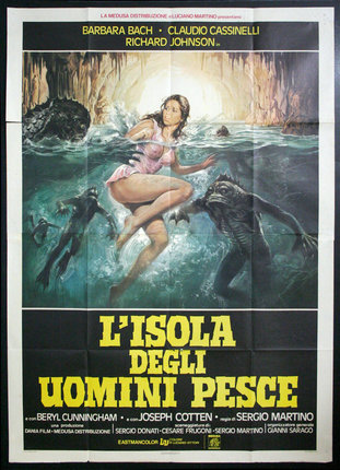 a movie poster of a woman swimming in water