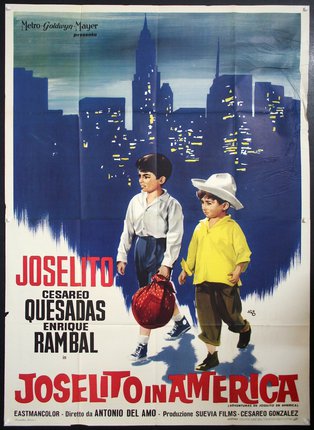 a poster of two boys walking on a street