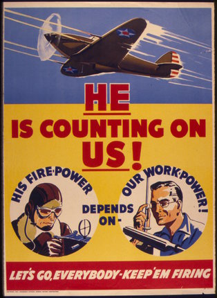 a poster with a plane and a man in the sky