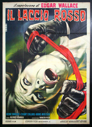 a poster of a woman tied to a red rope