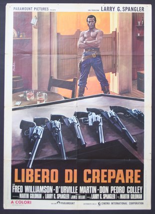 a poster of a man with guns