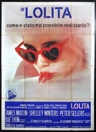 a poster of a woman with red sunglasses