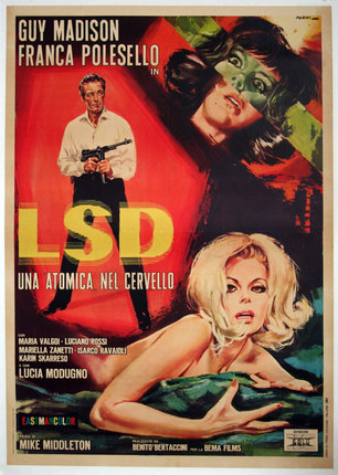 a movie poster with a man holding a gun and a woman in a mask