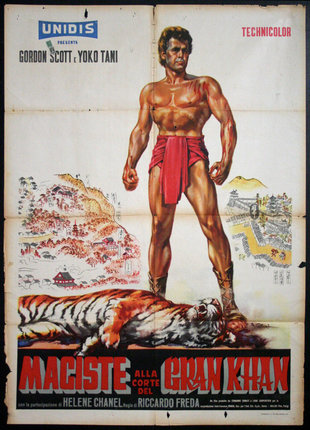 a poster of a man with a tiger lying on it