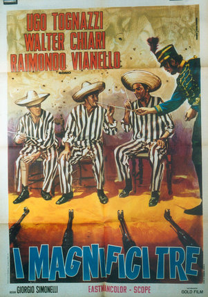 a poster of men in striped uniforms