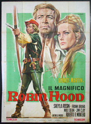 a movie poster with a man holding a bow and a woman