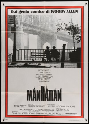 a movie poster of a man and woman sitting on a bench