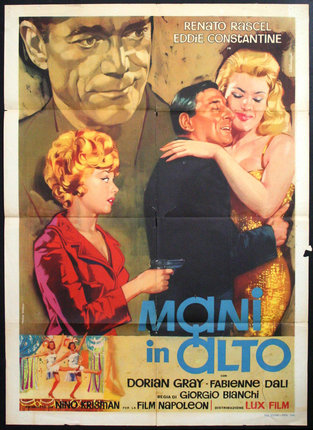 a movie poster of a man and a woman hugging a man