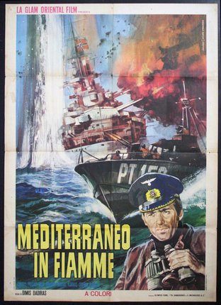 a poster of a man in a hat and a ship