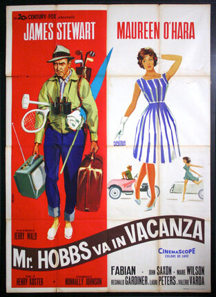 a poster of a man and a woman carrying luggage