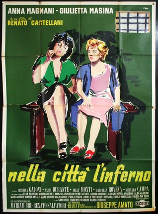 a poster of two women sitting on a bench