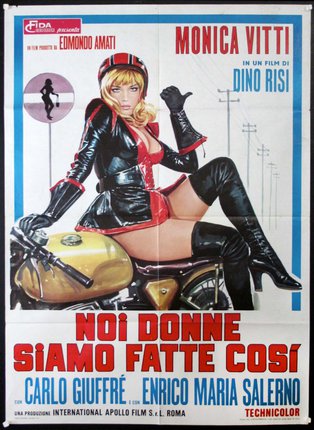 a poster of a woman on a motorcycle