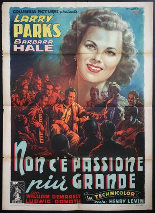 a movie poster with a woman and a group of people