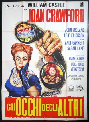 a movie poster with a woman and a man holding a magnifying glass