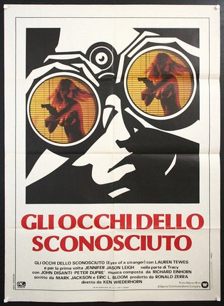 a movie poster with a woman holding binoculars