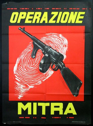 a poster with a gun and fingerprint