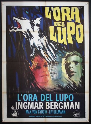 a movie poster with a wolf howling at a man