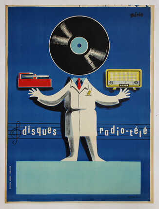 a poster of a man with a record player