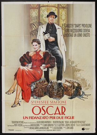 movie poster with a woman in a red dress sitting on a satchel of money and a man behind her