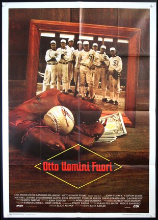 a baseball poster with baseballs and a glove